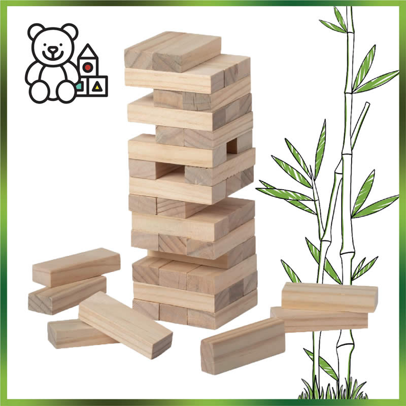 Stai cercando un gadget ecologico per bambini? Scegli SABIX, il gioco della torre tutto in legno, personalizzabile sui tasselli con incisione e confezionato in un sacchetto di puro cotone.