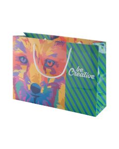 CREASHOP H - borsa shopper in carta con manico in polipropilene