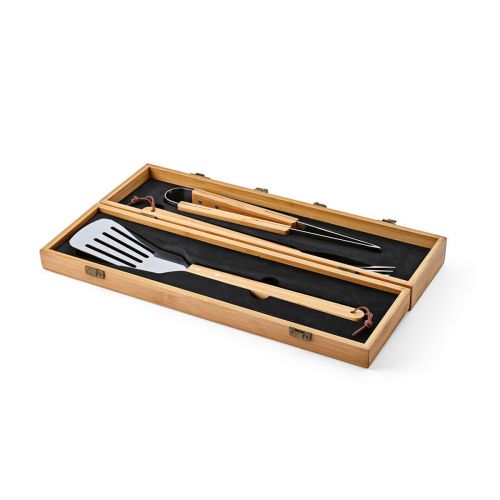 TURNER - Set Barbecue in Bambù. Con Pinza, Forchetta e Spatola