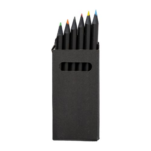 HOLGER - Set 6 matite colorate in legno con rifiniture in nero 