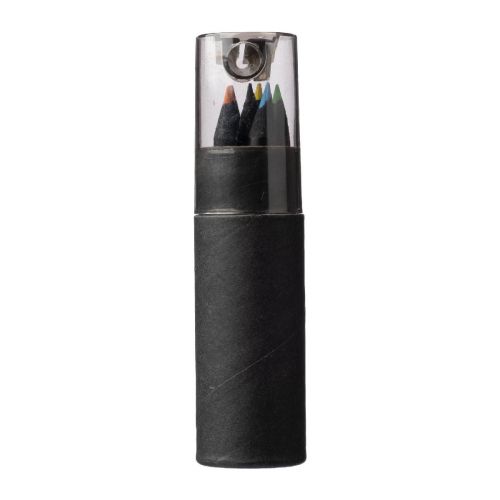 BEATE - Set 6 matite colorate in legno con rifiniture in nero 