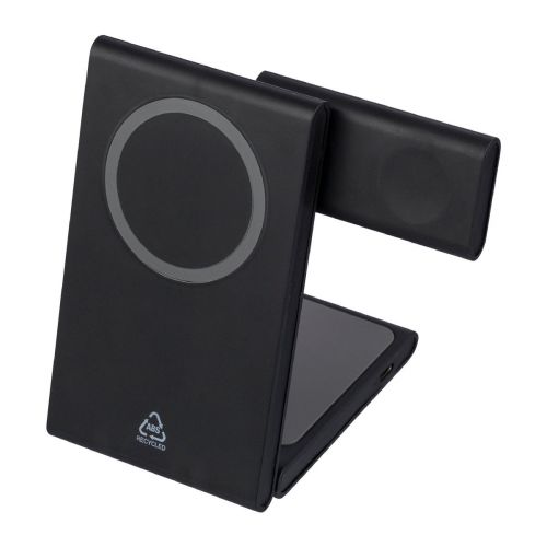 VALERIO - Stazione di ricarica wireless 3-in-1 in ABS riciclato 