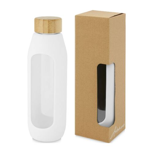 TIDAN - Borraccia in vetro borosilicato da 600 ml con impugnatura in silicone 