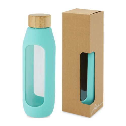 TIDAN - Borraccia in vetro borosilicato da 600 ml con impugnatura in silicone 