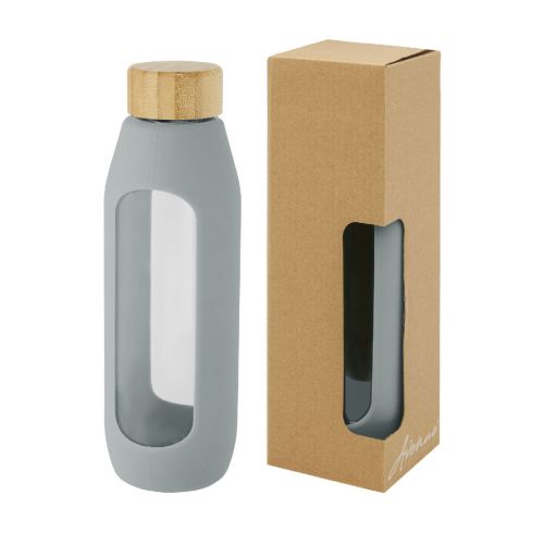 TIDAN - Borraccia in vetro borosilicato da 600 ml con impugnatura in silicone 