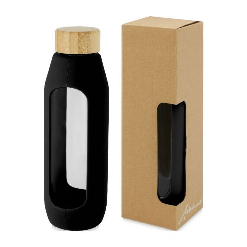 TIDAN - Borraccia in vetro borosilicato da 600 ml con impugnatura in silicone 