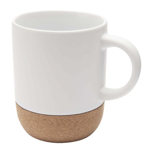 BILLIE - Tazza per stampa a sublimazione in ceramica da 300 ml con dettagli in sughero 