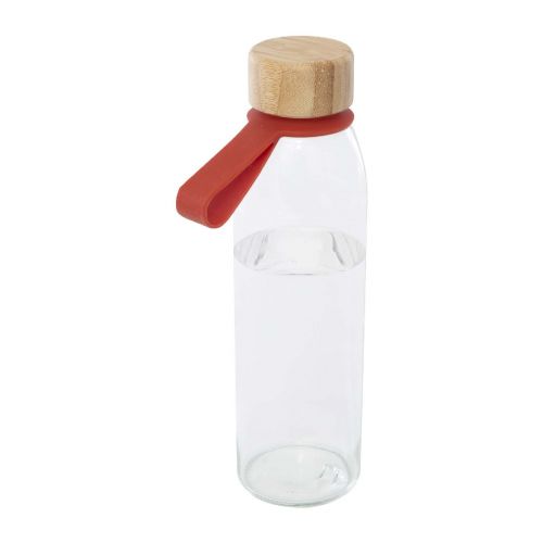 PORTO - Borraccia in vetro da 500 ml con manico in silicone e coperchio in bambù 