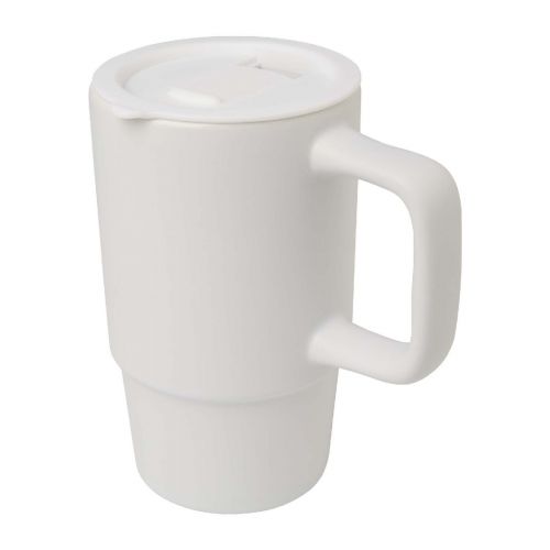 CARTER - Tazza in ceramica da 450 ml con coperchio in plastica 