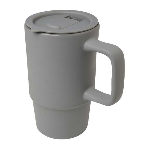 CARTER - Tazza in ceramica da 450 ml con coperchio in plastica 