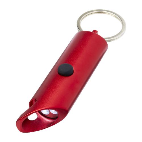FLARE - Portachiavi con torcia a LED e apribottiglie in alluminio riciclato IPX 