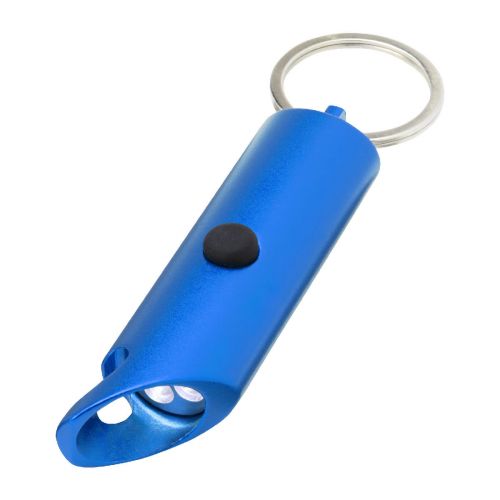FLARE - Portachiavi con torcia a LED e apribottiglie in alluminio riciclato IPX 