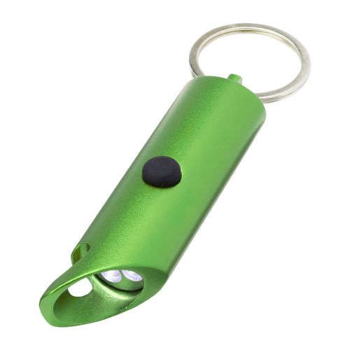 FLARE - Portachiavi con torcia a LED e apribottiglie in alluminio riciclato IPX 