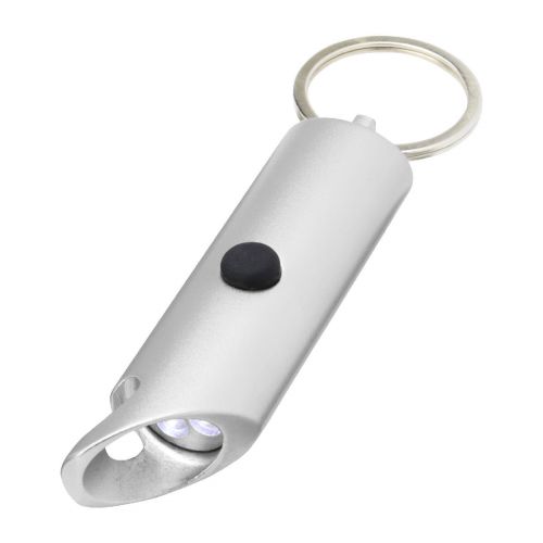 FLARE - Portachiavi con torcia a LED e apribottiglie in alluminio riciclato IPX 