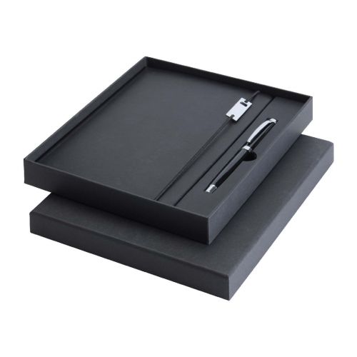 LEGATO ELEGANCE - Set con blocco note formato A5 con copertina rigida e penna roller 