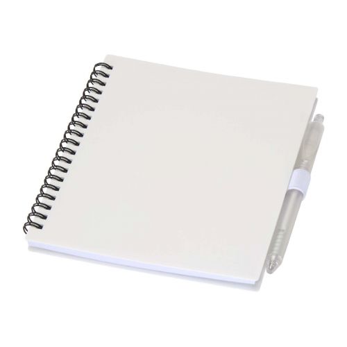 NIOVE - Set di blocco note con copertina morbida in plastica riciclata e penna a sfera 