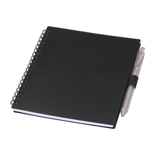NIOVE - Set di blocco note con copertina morbida in plastica riciclata e penna a sfera 