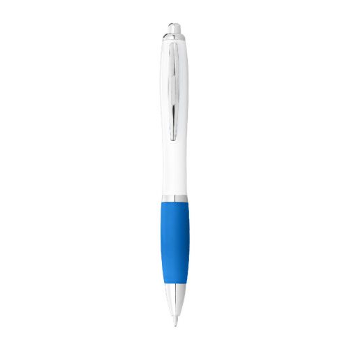 NASH - Penna a sfera con fusto bianco e impugnatura colorata 