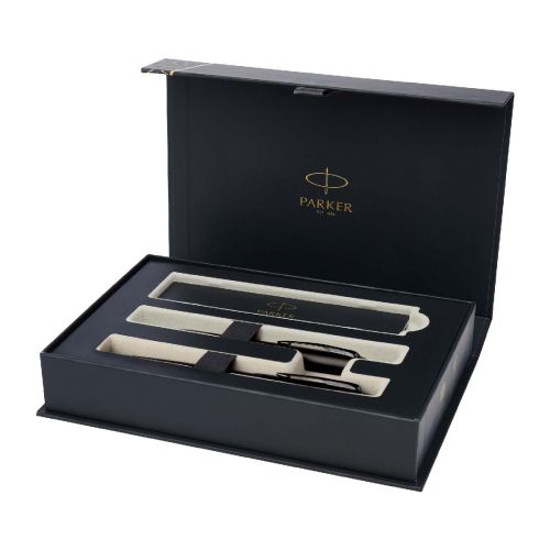 PARKER - set penna a sfera e penna roller acromatiche in confezione regalo IM (inchiostro nero/blu)