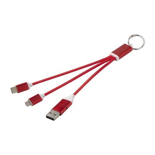 METAL - Cavo di ricarica in alluminio riciclato 4 in 1 con portachiavi 