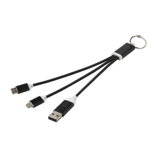 METAL - Cavo di ricarica in alluminio riciclato 4 in 1 con portachiavi 