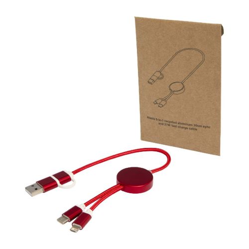 W ALASIA - Cavo 5-in-1 in alluminio e plastica riciclata da 30 cm per la sincronizzazione dei dati e la ricarica rapida da 27 
