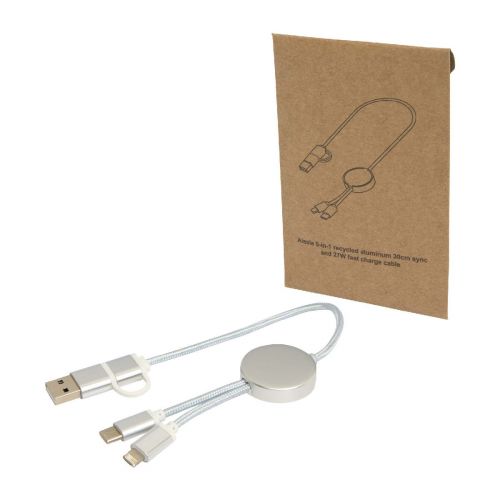 W ALASIA - Cavo 5-in-1 in alluminio e plastica riciclata da 30 cm per la sincronizzazione dei dati e la ricarica rapida da 27 