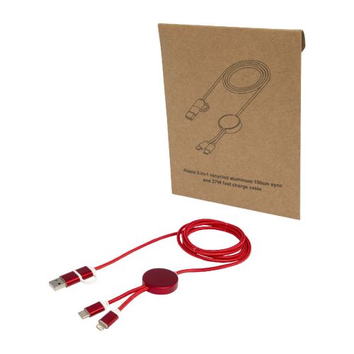 W ALASIA - Cavo 5-in-1 in alluminio e plastica riciclata da 150 cm per la sincronizzazione dei dati e la ricarica rapida da 27 