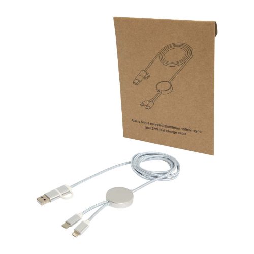 W ALASIA - Cavo 5-in-1 in alluminio e plastica riciclata da 150 cm per la sincronizzazione dei dati e la ricarica rapida da 27 