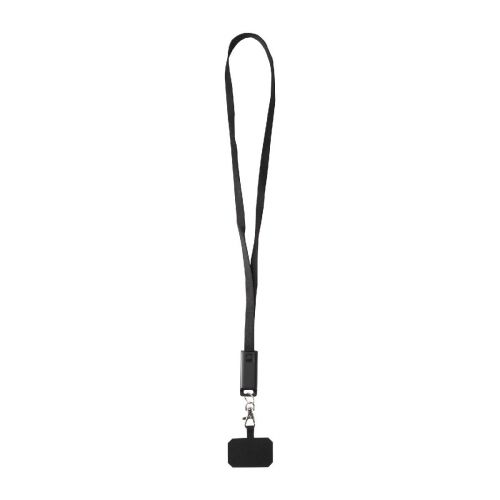 SMARTLANYARD SYNC - Lanyard per smartphone in plastica riciclata con cavo integrato per la sincronizzazione dati e la ricarica rapida 5 in 1 da 6