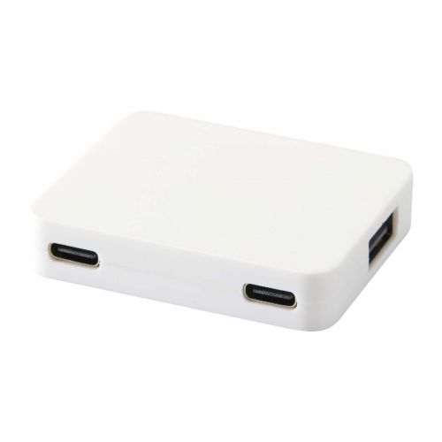GAIA - Hub USB a 4 porte con uscita USB-A e Tipo-C e doppio ingresso in plastica riciclata 