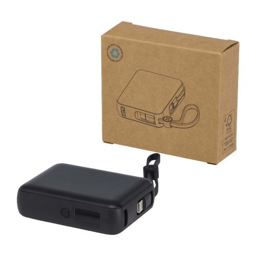ACRUX - Power bank per tablet da 10.000 mAh e 35 W con cavo Tipo-C integrato in plastica riciclata 
