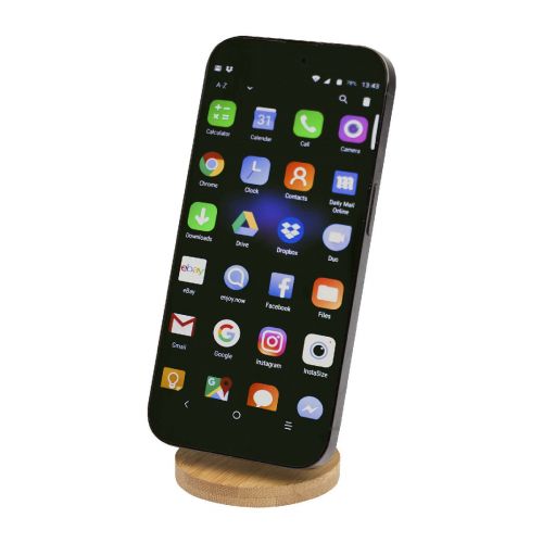 ALCOR - Supporto magnetico per telefono pieghevole in plastica riciclata con dettagli in bambù 