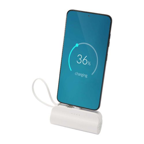 ALNAIR - Power bank Tipo-C da 5.000 mAh e 10 W in plastica riciclata con supporto ribaltabile integrato e cavo 2 in 1 