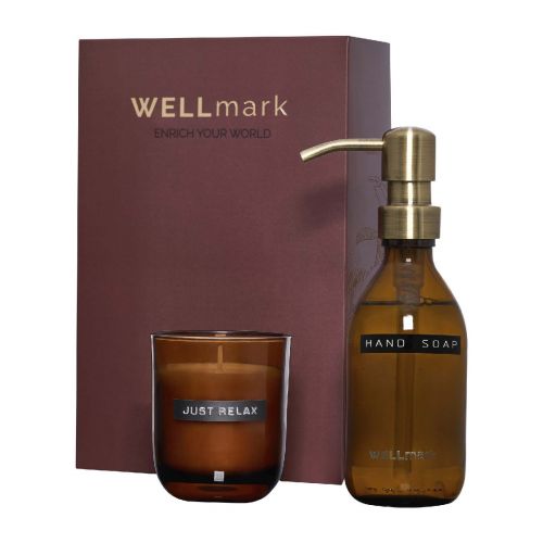 DISCOVERY - Set di dispenser di sapone per le mani da 250 ml e candela profumata da 150 g Wellmark 