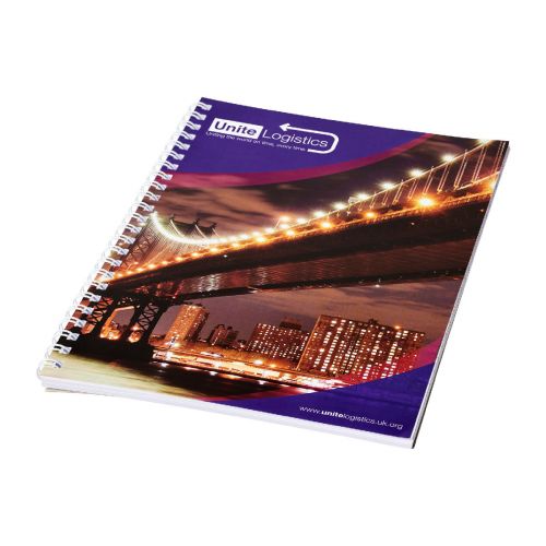 SPIRALBACK A5 - Blocco note a spirale A5 con copertina posteriore stampata Desk-Mate®