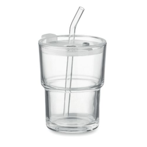SIP - Bicchiere in vetro con cannucci