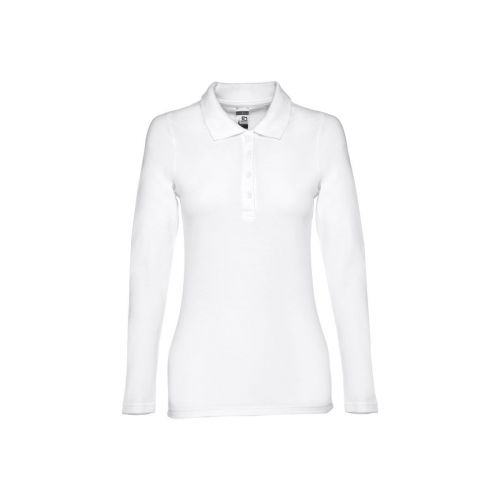 THC BERN WOMEN WH - Polo da donna a manica lunga in cotone cardato