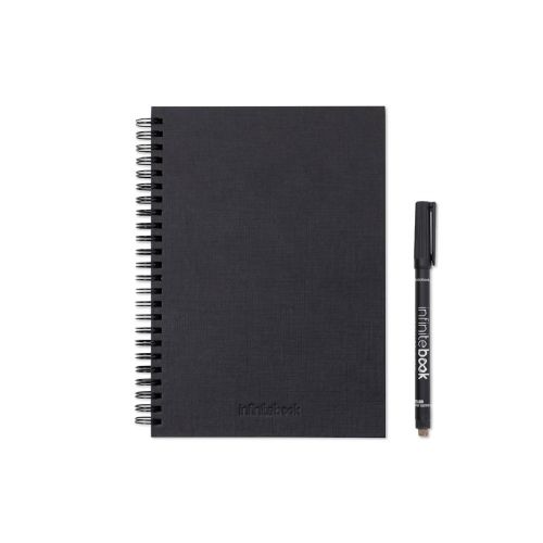 STARTER KIT INFINITEBOOK A5 PLANNER TEXTURE - Set composto da un Infinitebook con copertina rigida, 1 kit di pulizia, 1 pennarello e 1 porta pennarello