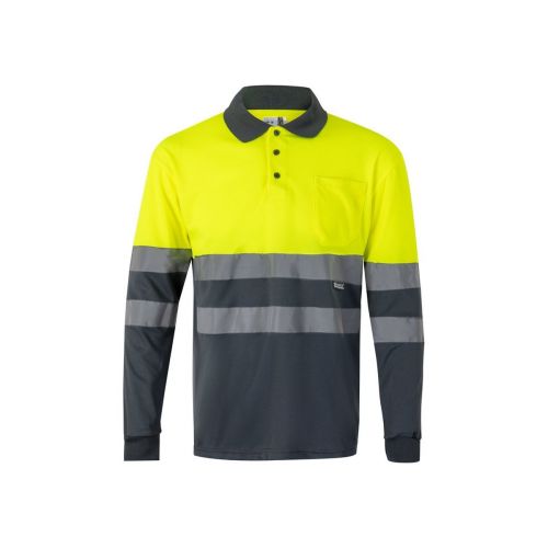 VL VULCAN LARGE - Polo bicolore bird-eye (160g/m²) con maniche lunghe, in poliestere (100%)