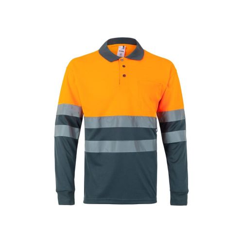VL VULCAN LARGE - Polo bicolore bird-eye (160g/m²) con maniche lunghe, in poliestere (100%)