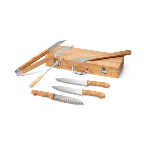 KABSA - Set di utensili per barbecue in scatola di bambù