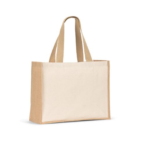 HELSINQUE - Borsa in tela (320 g/m²), con fondo e fianchi in iuta laminata (350 g/m²) nei toni naturali