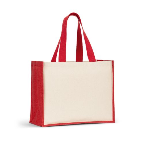 HELSINQUE COLOUR - Borsa in tela (320 g/m²), con fondo e fianchi in iuta laminata (350 g/m²) colorata