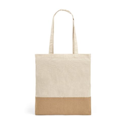 MERCAT - Borsa in cotone 100% (160 g/m²) con dettaglio in imitazione iuta