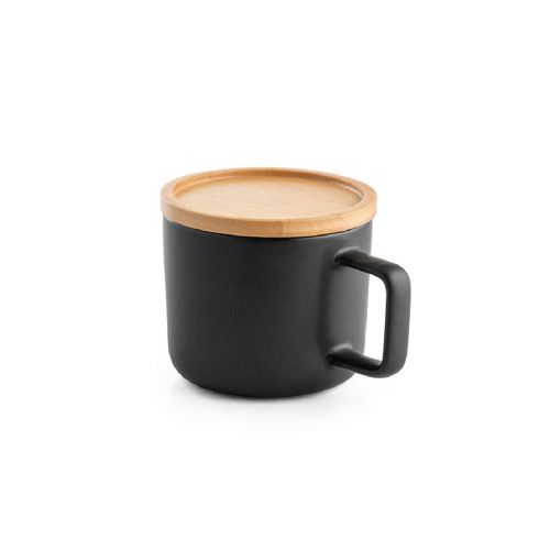 FANGIO - Tazza in ceramica da 220 mL con tappo e base in bambù