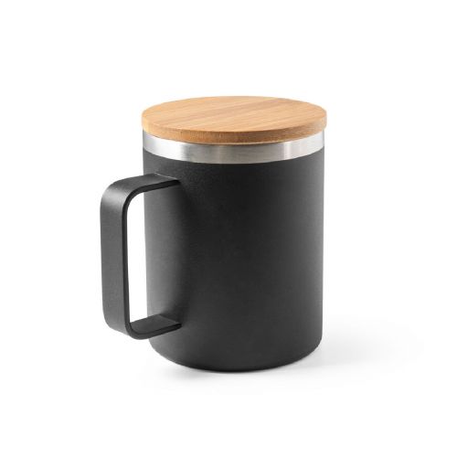 LAUDA - Tazza in acciaio inossidabile riciclato al 90% con coperchio in bambù 420 mL