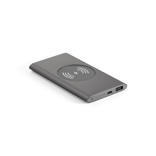 CASSINI - Power bank da 4'000 mAh con caricatore wireless da 5W in alluminio riciclato (100% rAL)