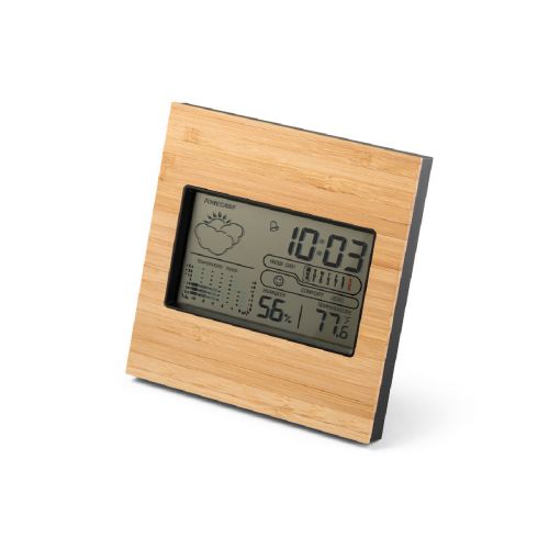 BROMLEY - Stazione meteo da tavolo con schermo LCD in ABS e bambù
