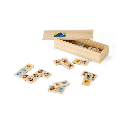 DOMIN - Gioco domino in legno per bambini. 28 pezzi con figure di animali